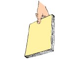 Notice on a book being handed to the reader